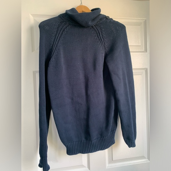 ZARA MAN Sport Classic Knit Toggle Sweater Men’s Size Medium Navy Blue Pullover - Picture 4 of 4